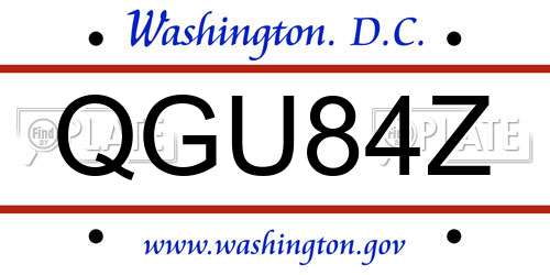 QGU84Z District Of Columbia License Plate