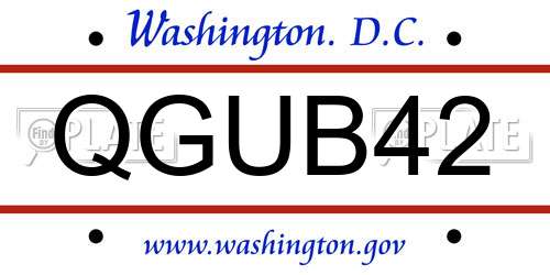 QGUB42 District Of Columbia License Plate