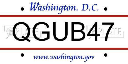 QGUB47 District Of Columbia License Plate