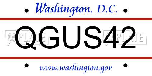 QGUS42 District Of Columbia License Plate