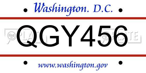 QGY456 District Of Columbia License Plate