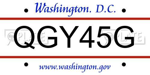 QGY45G District Of Columbia License Plate