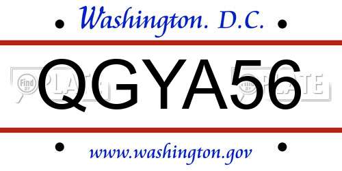 QGYA56 District Of Columbia License Plate