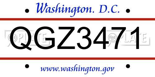 QGZ3471 District Of Columbia License Plate