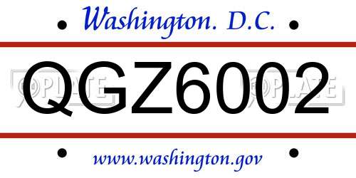 QGZ6002 District Of Columbia License Plate