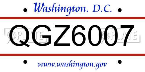 QGZ6007 District Of Columbia License Plate