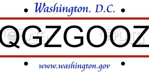 QGZGOOZ District Of Columbia License Plate