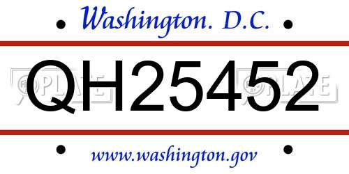 QH25452 District Of Columbia License Plate