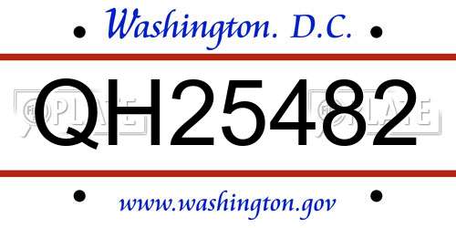 QH25482 District Of Columbia License Plate