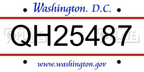 QH25487 District Of Columbia License Plate