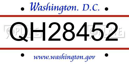 QH28452 District Of Columbia License Plate
