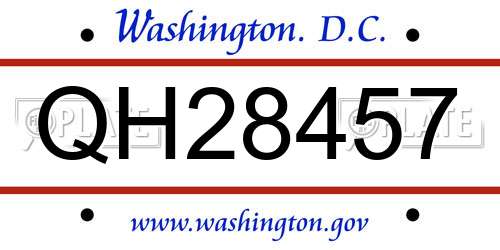 QH28457 District Of Columbia License Plate