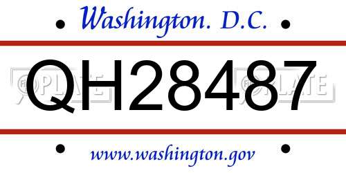 QH28487 District Of Columbia License Plate