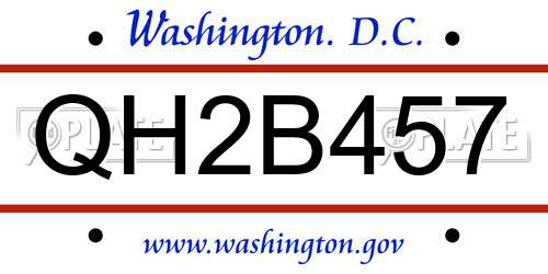 QH2B457 District Of Columbia License Plate