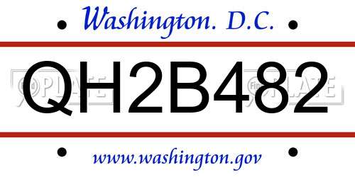 QH2B482 District Of Columbia License Plate