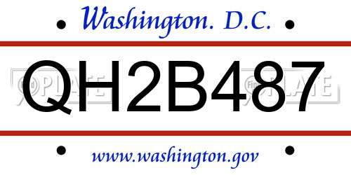 QH2B487 District Of Columbia License Plate