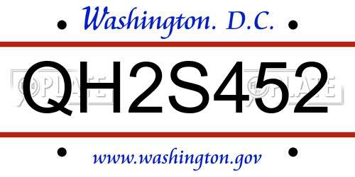 QH2S452 District Of Columbia License Plate