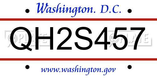 QH2S457 District Of Columbia License Plate