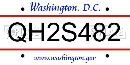 QH2S482 District Of Columbia License Plate