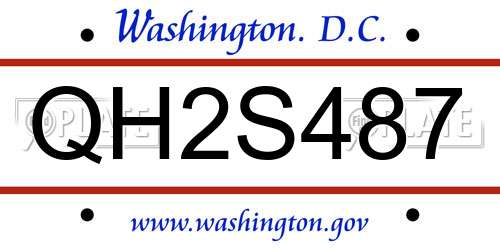 QH2S487 District Of Columbia License Plate