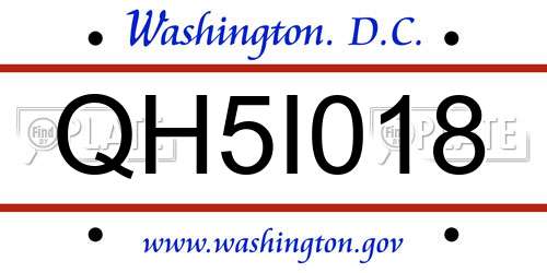 QH5I018 District Of Columbia License Plate