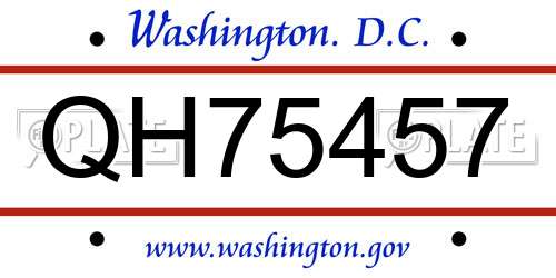 QH75457 District Of Columbia License Plate