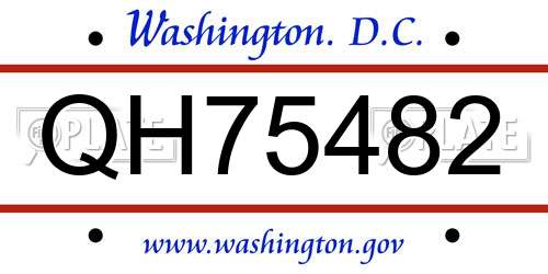 QH75482 District Of Columbia License Plate