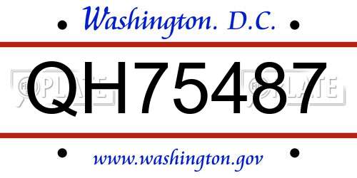QH75487 District Of Columbia License Plate