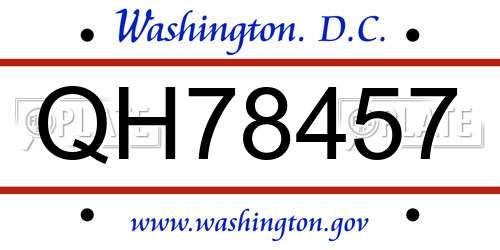 QH78457 District Of Columbia License Plate