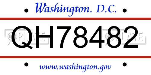 QH78482 District Of Columbia License Plate