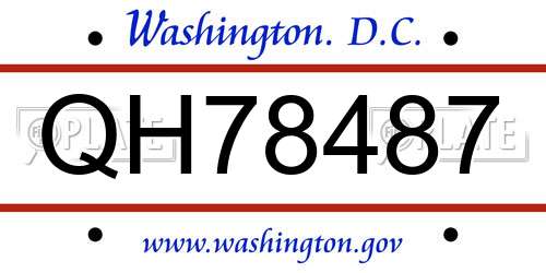 QH78487 District Of Columbia License Plate