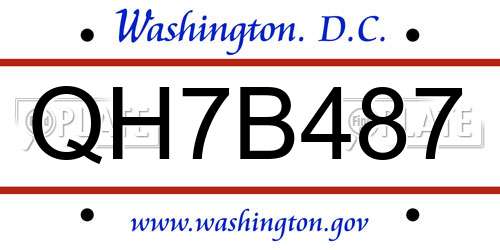 QH7B487 District Of Columbia License Plate