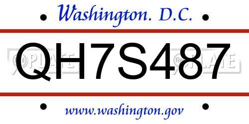 QH7S487 District Of Columbia License Plate
