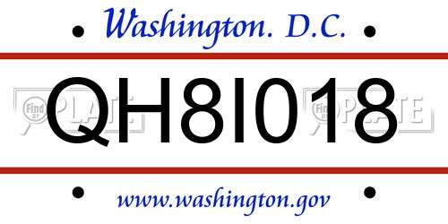 QH8I018 District Of Columbia License Plate