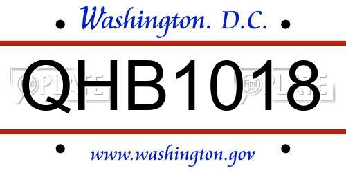 QHB1018 District Of Columbia License Plate