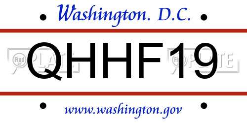 QHHF19 District Of Columbia License Plate