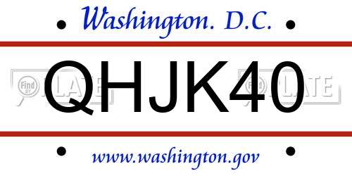 QHJK40 District Of Columbia License Plate