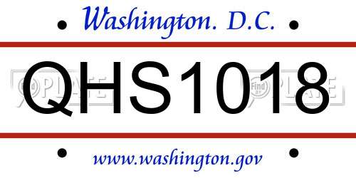 QHS1018 District Of Columbia License Plate