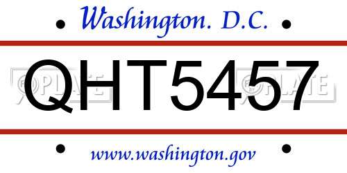 QHT5457 District Of Columbia License Plate
