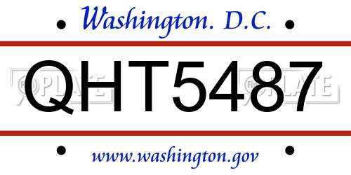 QHT5487 District Of Columbia License Plate
