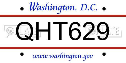QHT629 District Of Columbia License Plate