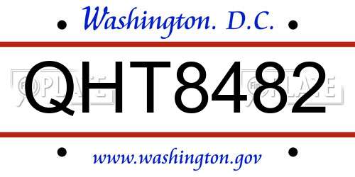 QHT8482 District Of Columbia License Plate
