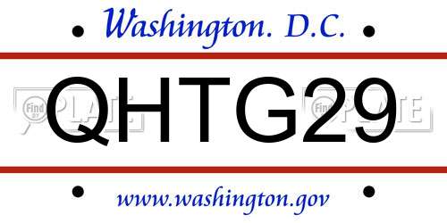 QHTG29 District Of Columbia License Plate