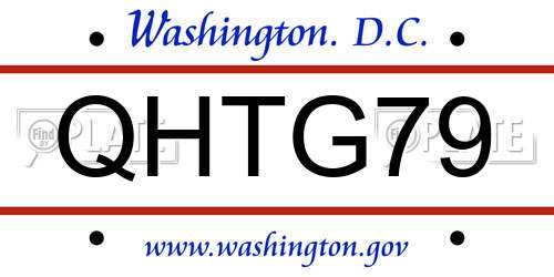 QHTG79 District Of Columbia License Plate