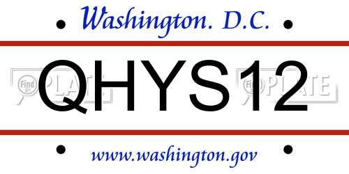 QHYS12 District Of Columbia License Plate