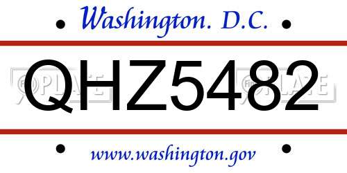 QHZ5482 District Of Columbia License Plate