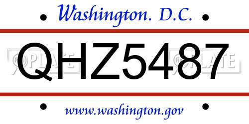 QHZ5487 District Of Columbia License Plate