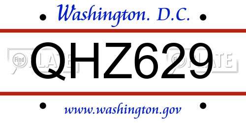 QHZ629 District Of Columbia License Plate