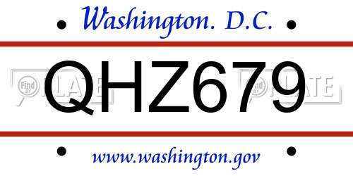 QHZ679 District Of Columbia License Plate