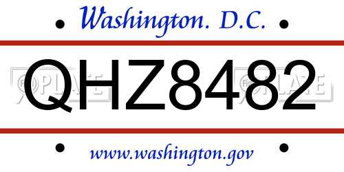 QHZ8482 District Of Columbia License Plate